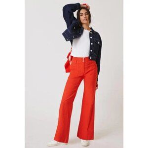 NWT Anthropologie Maeve Naomi wide leg flare pants in Orange size 0